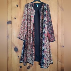 Koos Of Course Colorful Floral Open Front Midi Kimono Coverup